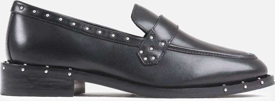 Bronx Stijlvolle zwarte loafer met zilveren studs Black Dames