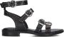 Bronx Zwarte Leren Sandalen met Gouden Studs Black Dames - Thumbnail 2