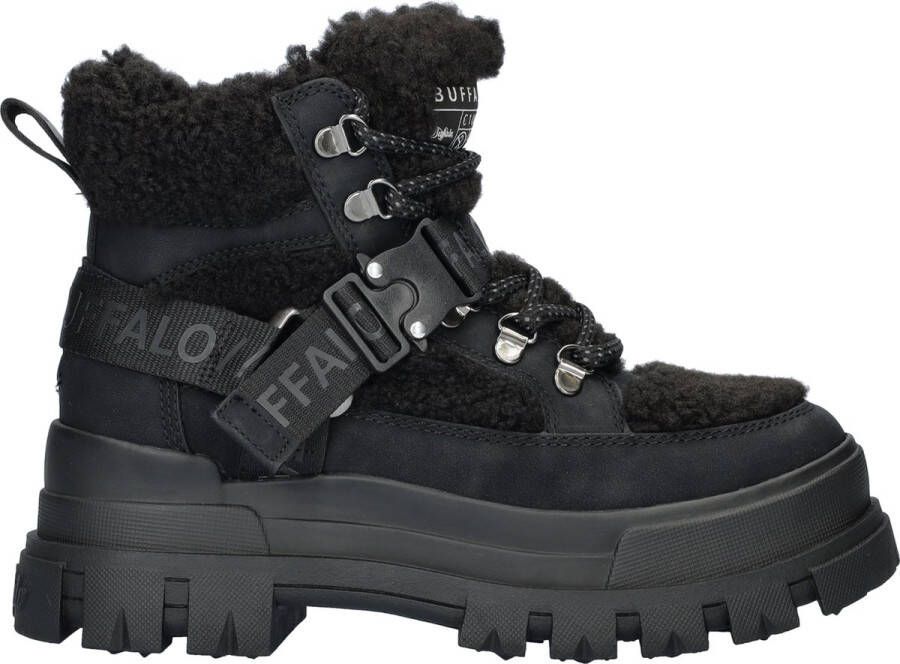 Buffalo Aspha Com Mid Warm dames veterboot Zwart