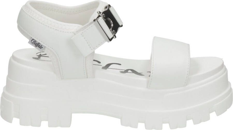 Buffalo Flat Sandals White Dames