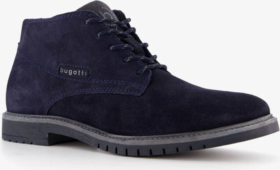 Bugatti hoge suede heren veterschoenen blauw Echt leer