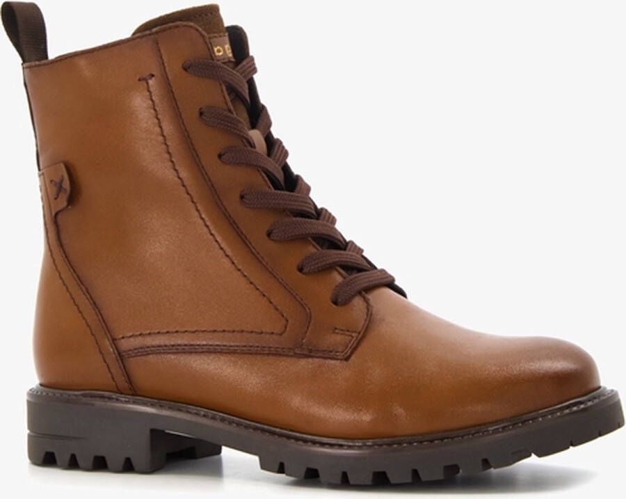 Bugatti leren dames veterboots cognac