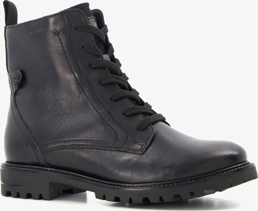 Bugatti leren dames veterboots zwart