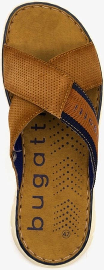 Bugatti leren heren slippers cognac