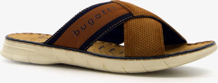 Bugatti leren heren slippers cognac