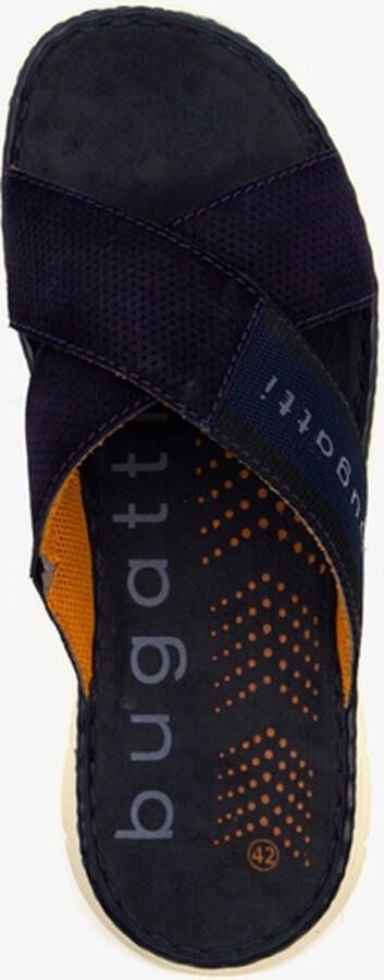 Bugatti leren heren slippers donkerblauw