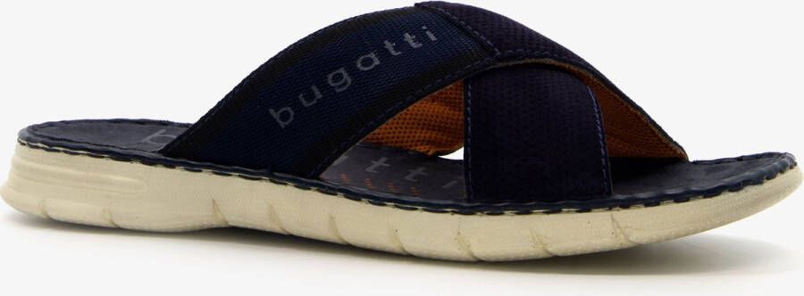 Bugatti leren heren slippers donkerblauw