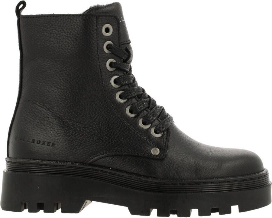 Bullboxer Zwarte Leren Veterschoenen Meisjes Black Dames