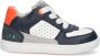 BunniesJR 224303-520 Jongens Lage Sneakers Donkerblauw Grijs Oranje Wit Leer Veters - Thumbnail 1