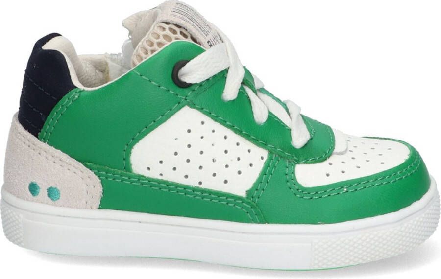 BunniesJR 224303-565 Jongens Lage Sneakers Groen Grijs Wit Leer Veters