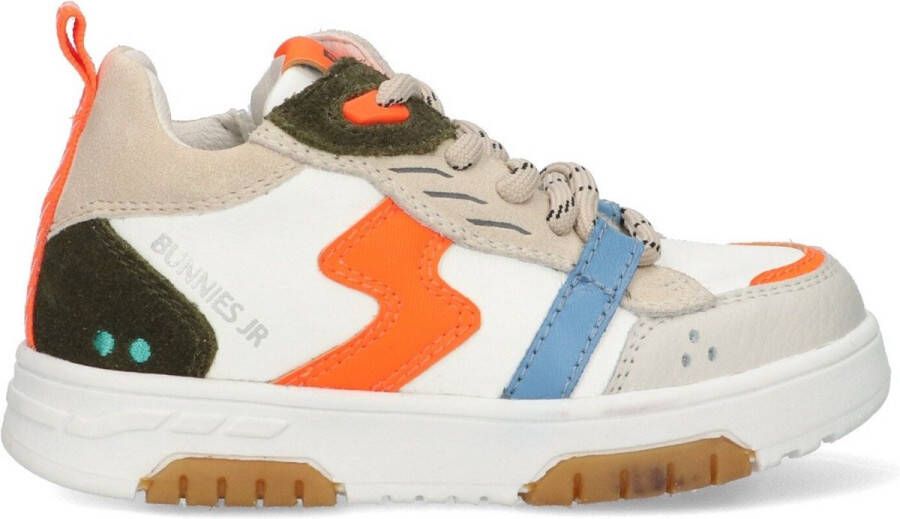 BunniesJR 224310-503 Jongens Lage Sneakers Beige Oranje Wit Blauw Leer Veters