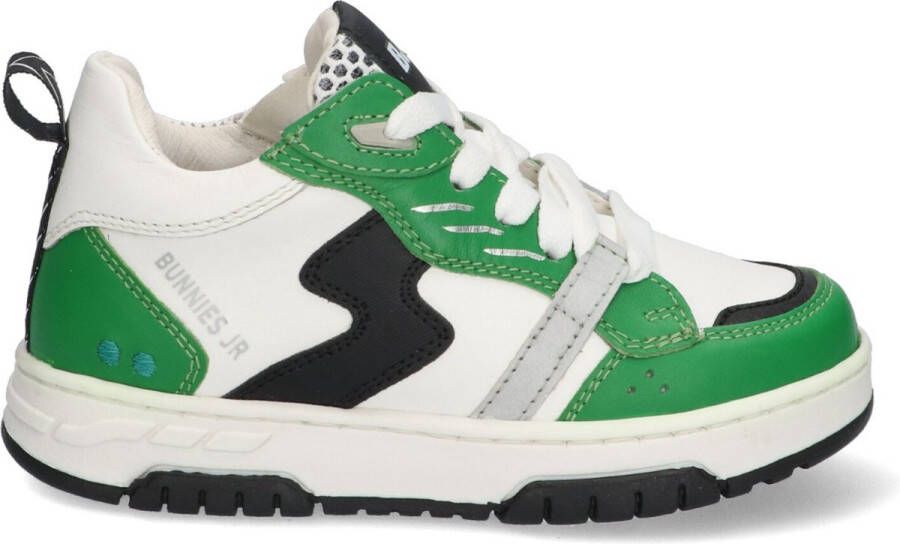 BunniesJR 224310-565 Jongens Lage Sneakers Groen Wit Zwart Grijs Leer Veters