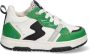 BunniesJR 224310-565 Jongens Lage Sneakers Groen Wit Zwart Grijs Leer Veters - Thumbnail 2