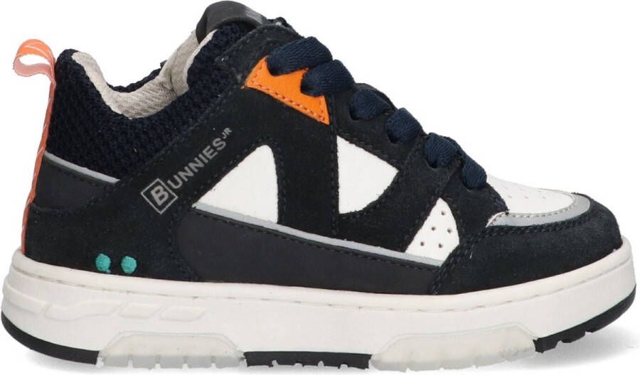 BunniesJR 224312-429 Jongens Lage Sneakers Blauw Wit Grijs Suède Veters