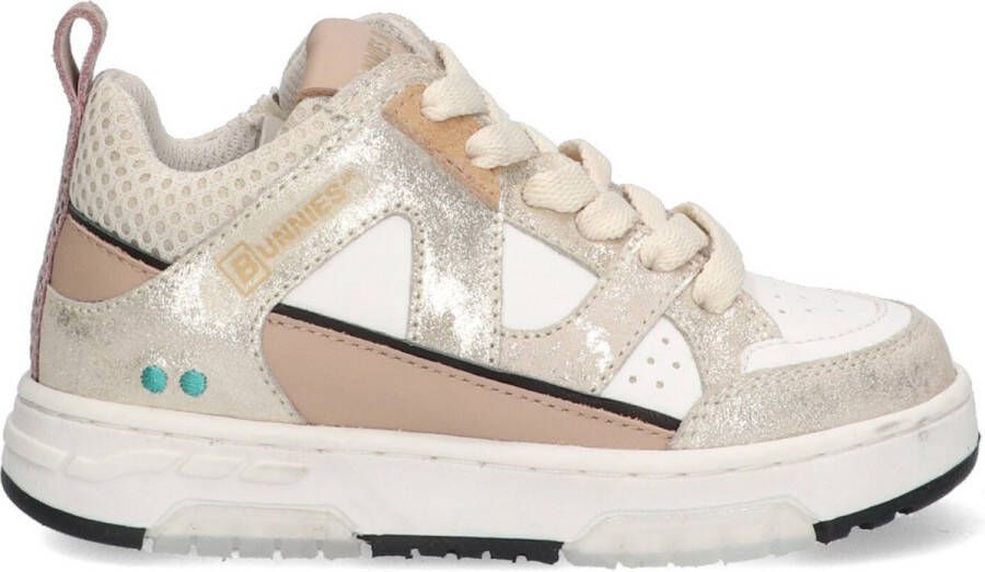 BunniesJR 224312-994 Meisjes Lage Sneakers Beige Wit Suède Imitatieleer Mesh Veters