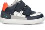 BunniesJR 224321-520 Jongens Lage Sneakers Donkerblauw Wit Oranje Leer Klittenband - Thumbnail 1