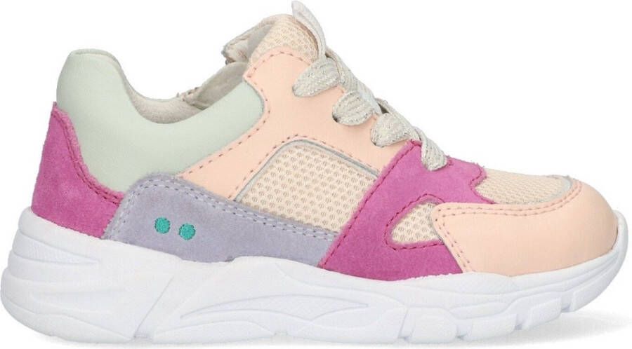 BunniesJR 224341-570 Meisjes Lage Sneakers Roze Beige Mint Lila Imitatieleer Veters