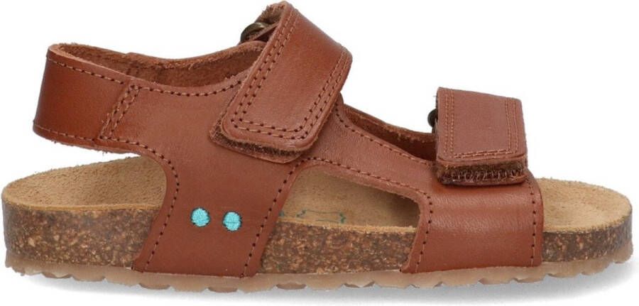 BunniesJR 224419-713 Jongens Platte Sandalen Cognac Imitatieleer Klittenband