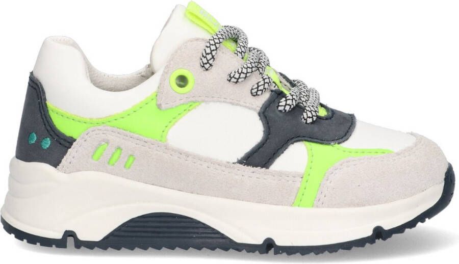 BunniesJR 224461-501 Jongens Lage Sneakers Grijs Geel Wit Suède Imitatieleer Veters