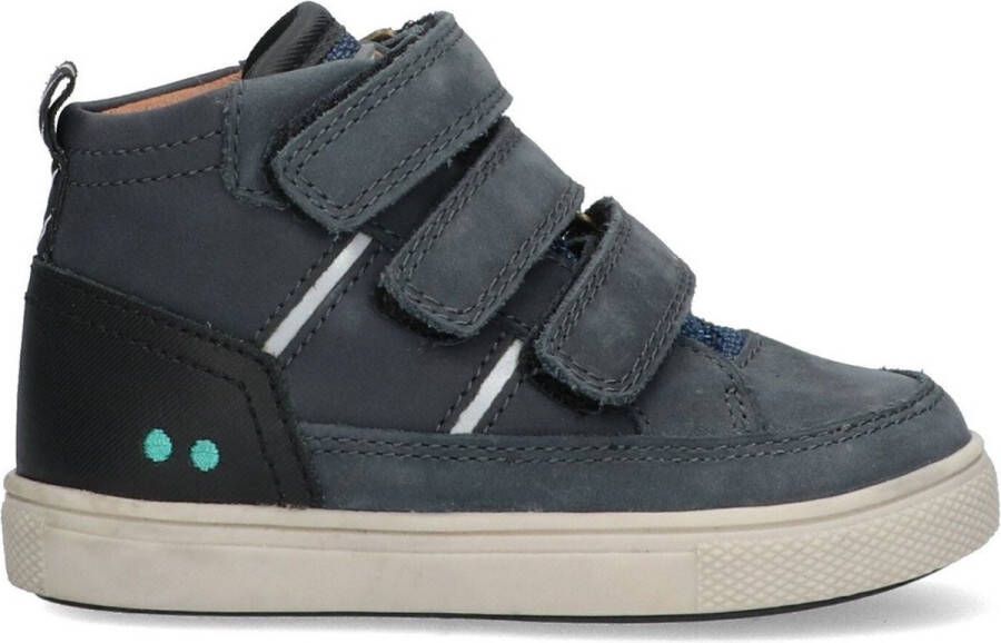 BunniesJR 224755-529 Jongens Hoge Sneakers Blauw Leer Klittenband