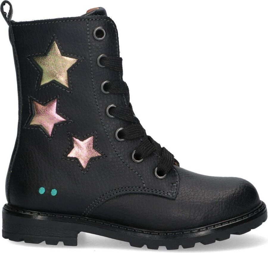 BunniesJR 224864-589 Meisjes Biker Boots Zwart Leer Veters