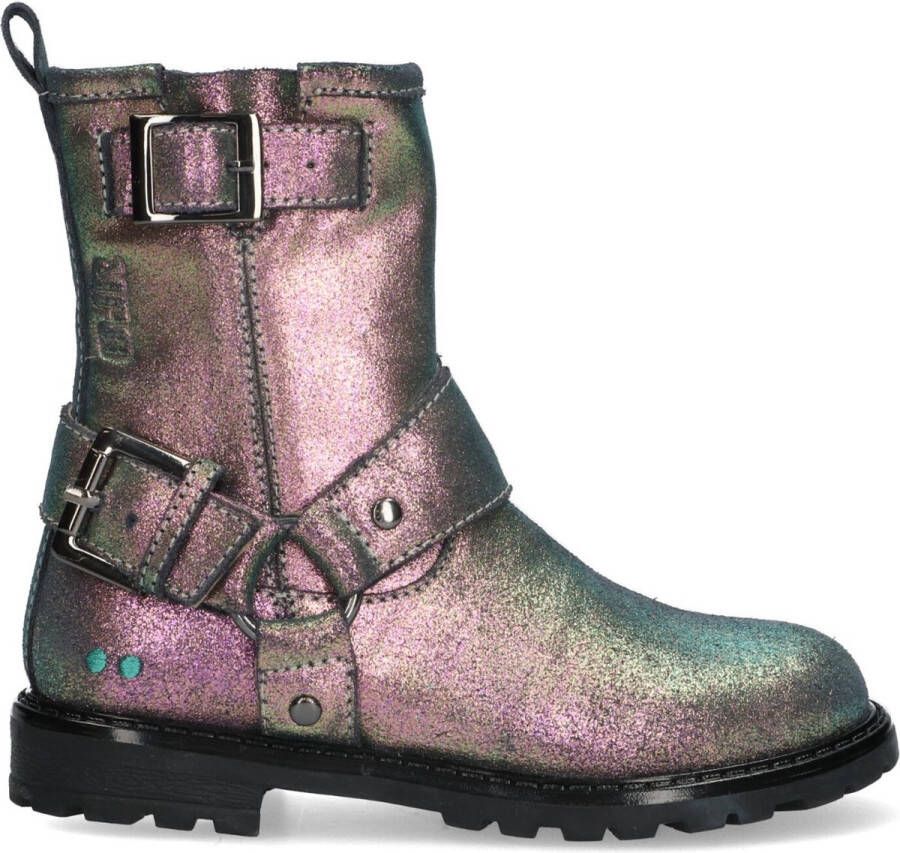 BunniesJR 224866-998 Meisjes Biker Boots Multicolor Suède Gesp Met Rits