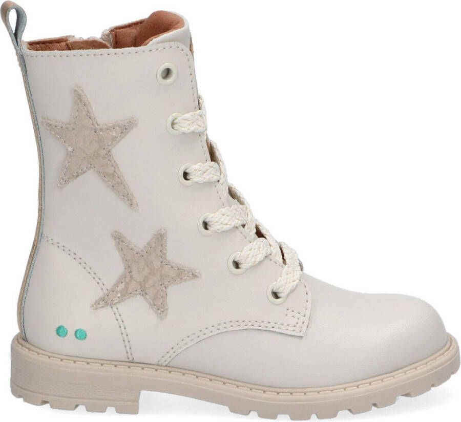 BunniesJR Bunnies JR 221861-903 Meisjes Biker Boots Beige Wit Leer Veters