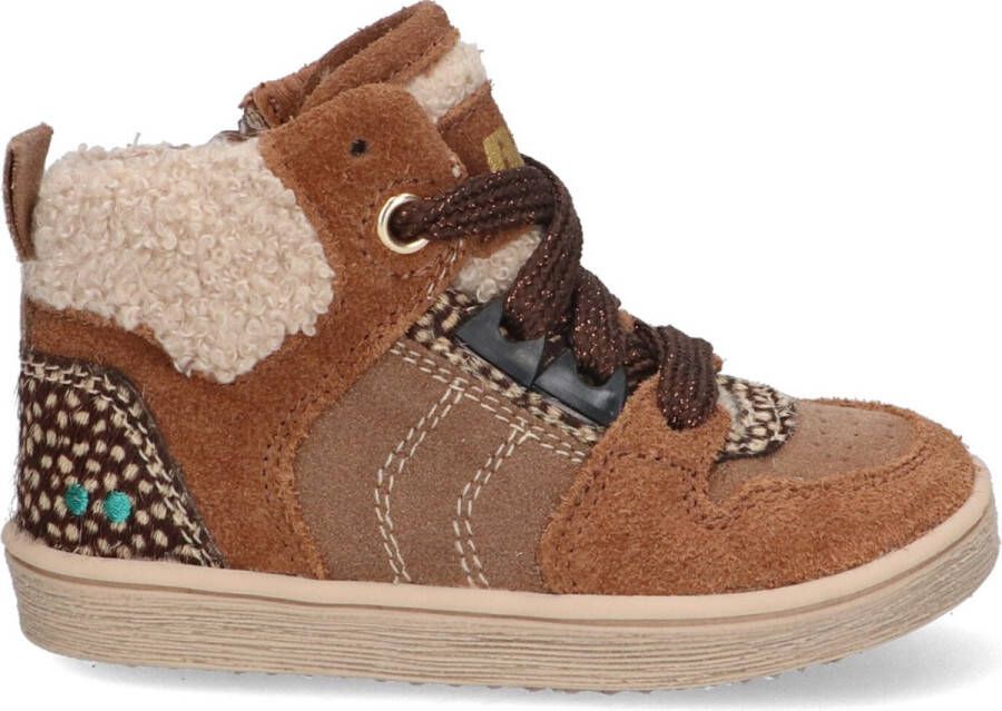 Bunnies JR 223750-414 Meisjes Hoge Sneakers Bruin Beige Suède Veters