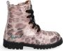 BunniesJR Bunnies JR Thijs Trots Meisjes Biker Boots Roze Print Leer Veters - Thumbnail 1