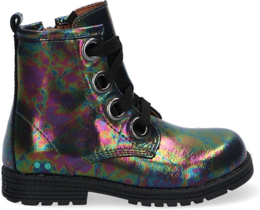 BunniesJR Bunnies JR Tosca Trots Meisjes Combat Boots Multi Zwart Leer Veters