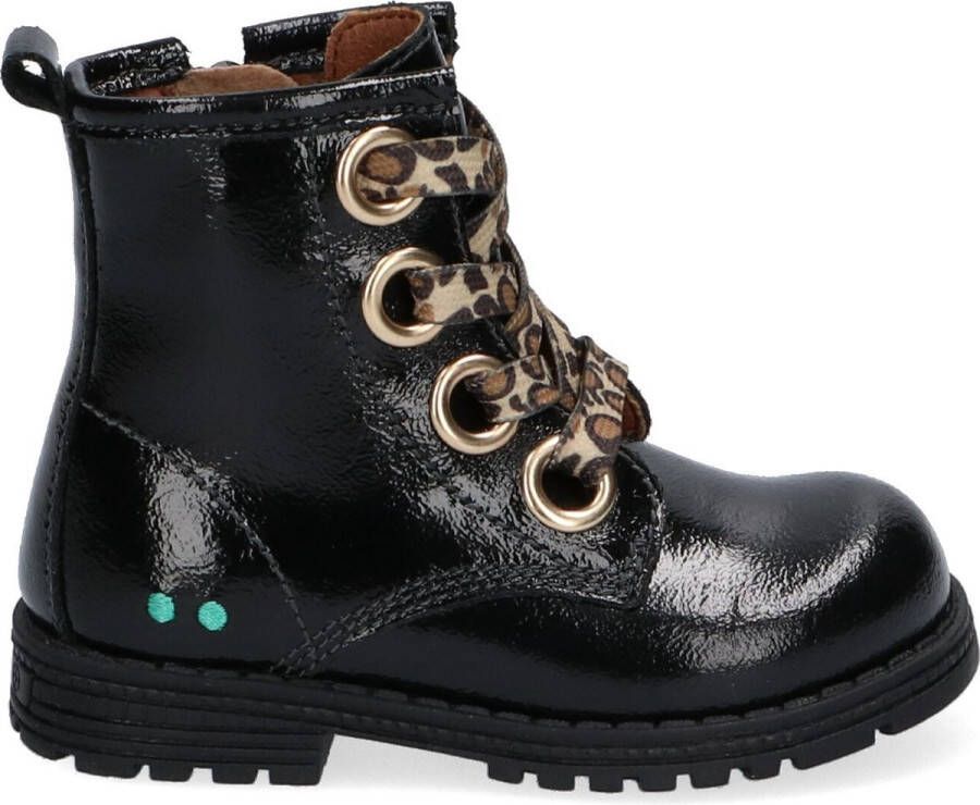 BunniesJR Bunnies JR Tosca Trots Meisjes Combat Boots Zwart Leer Veters