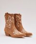 Weloveshoes SmileFavorites Dames Cowboylaarzen met Hak Kort Camel Suedine - Thumbnail 1