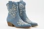 Weloveshoes SmileFavorites Dames Cowboylaarzen met Hak Kort Blauw Stof - Thumbnail 2