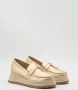 Weloveshoes SmileFavorites Loafers & Espadrilles met Hak Goud Imitatieleer - Thumbnail 3