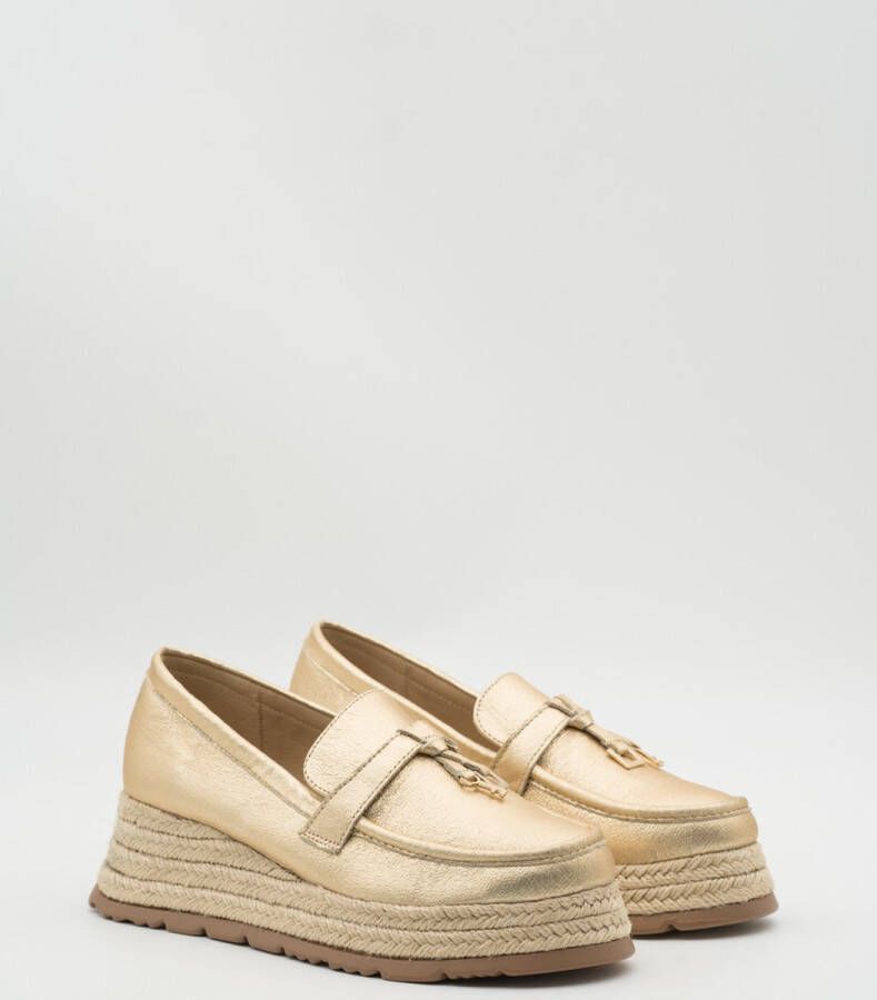 Weloveshoes SmileFavorites Loafers & Espadrilles met Hak Goud Imitatieleer