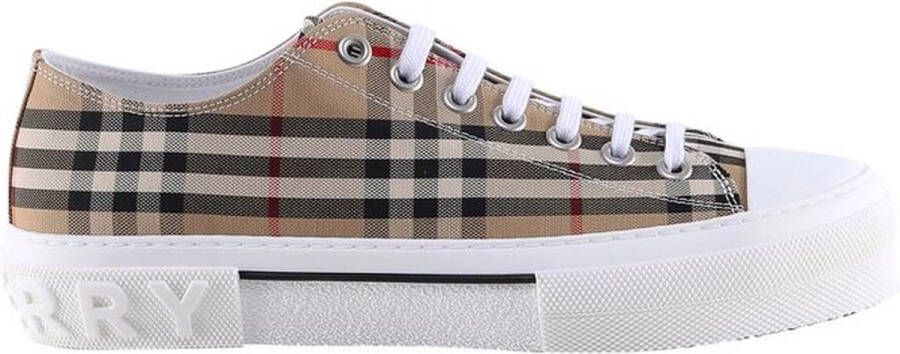 Burberry Beige Sneakers van Biologisch Katoen met Vintage Check Motief Beige Heren