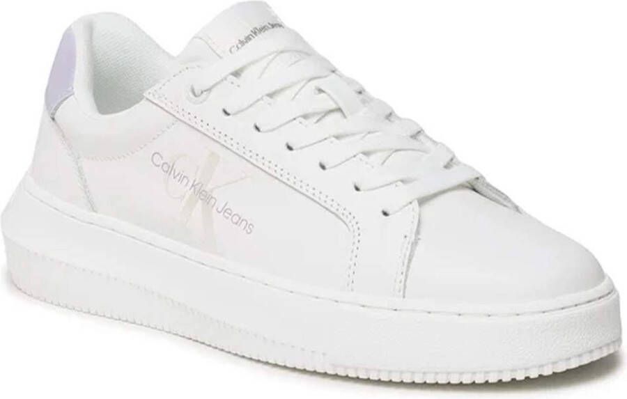 Calvin Klein Jeans Sneakers van puur leer met plateauzool en labeldetails