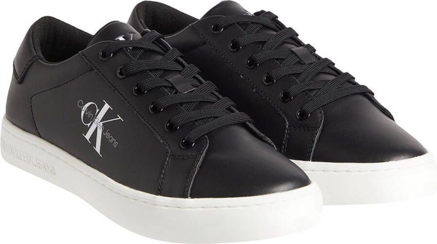 Calvin Klein Jeans Stijlvolle leren sneakers met rubberen zool Black Heren