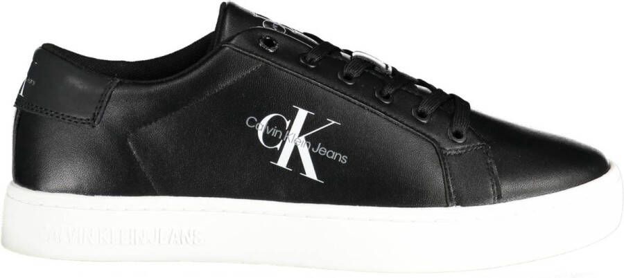 Calvin Klein Jeans Stijlvolle leren sneakers met rubberen zool Black Heren