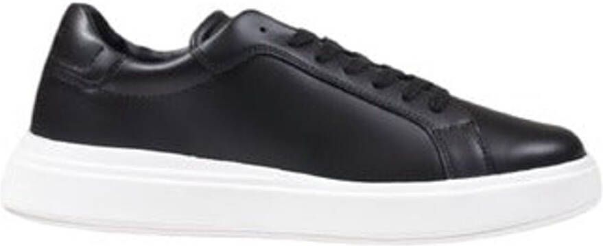 Calvin Klein Zwarte leren sneakers met rubberen zool Black Heren