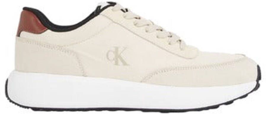 Calvin Klein Jeans Leren Heren Sneakers Lente Zomer Collectie Beige Heren