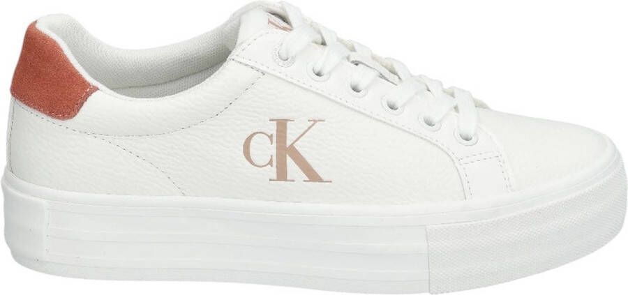 Calvin Klein Jeans Leren Dames Sneakers Lente Zomer Collectie White Dames