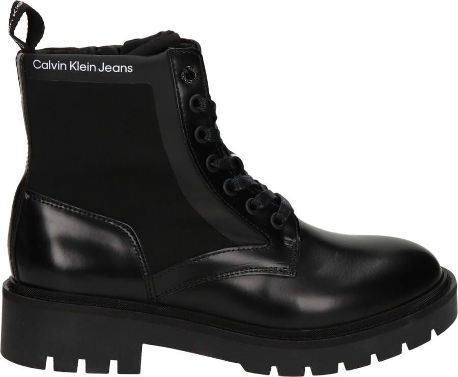 Calvin Klein Hoge veterschoenen MILITARY BOOT MIX MATERIAL met een ritssluiting