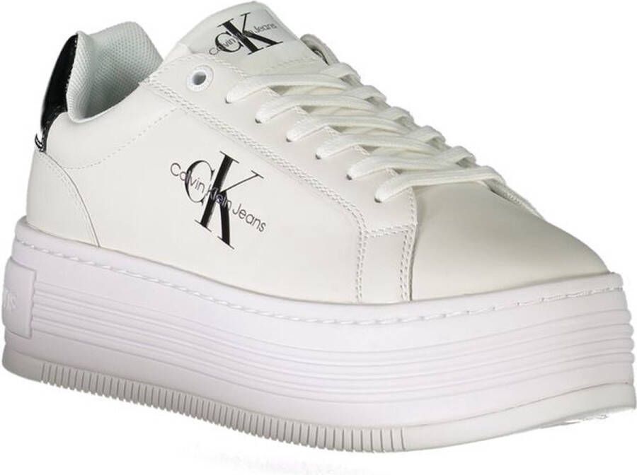 Calvin Klein Sportieve witte vetersneakers met 5 cm plateau White Dames