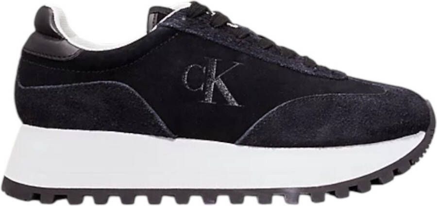 Calvin Klein Plateausneakers RUNNER LACEUP ML SUEDE freizeitschoen veterschoen lage schoen met zij ck-logo