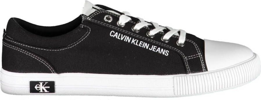 Calvin Klein Zwarte Katoenen Sneaker met Veters en Contrasterende Zool Black Heren