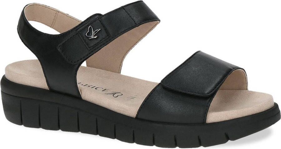 Caprice Zwarte Casual Open Platte Sandalen Black Dames