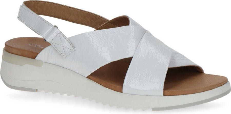 Caprice Witte Leren Platte Sandalen White Dames