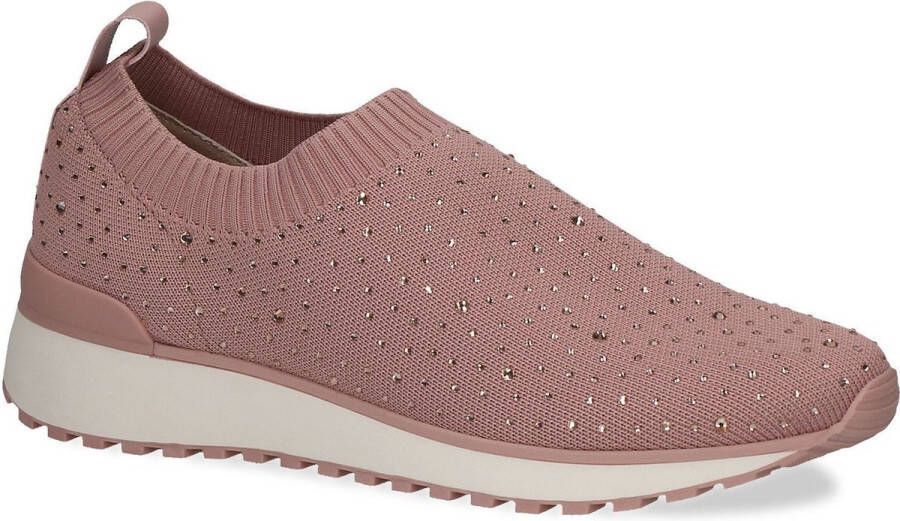 Caprice Slip-on sneakers slipper vrijetijdsschoen halfhoge schoen met fonkelende strass-steentjes