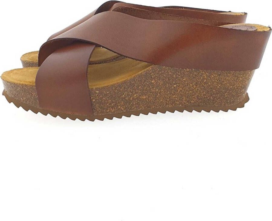 Casarini 23002 plateau kruisband slipper bruin